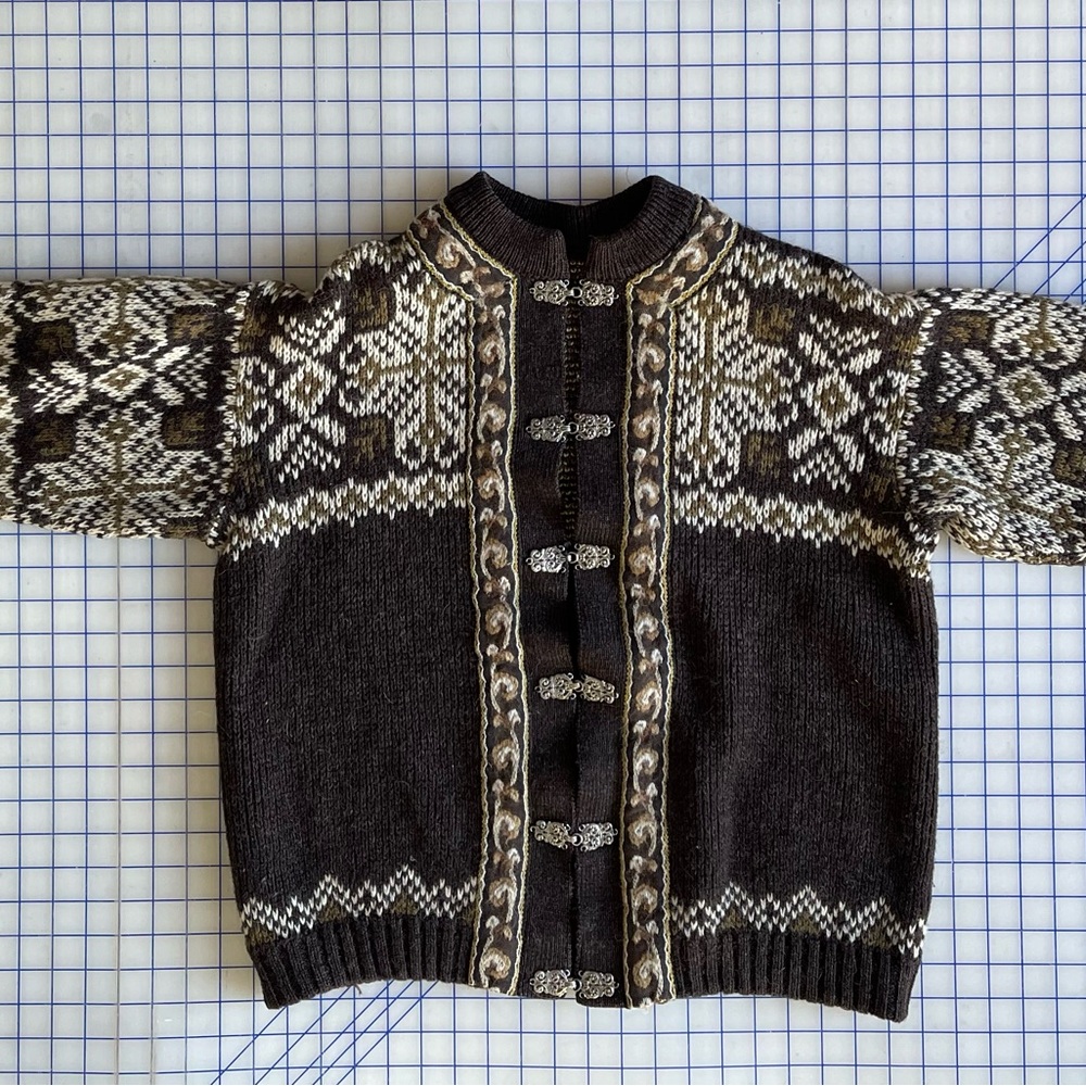 Vintage 80s Nordstrikk Knit Wool Cardigan Sweater XL